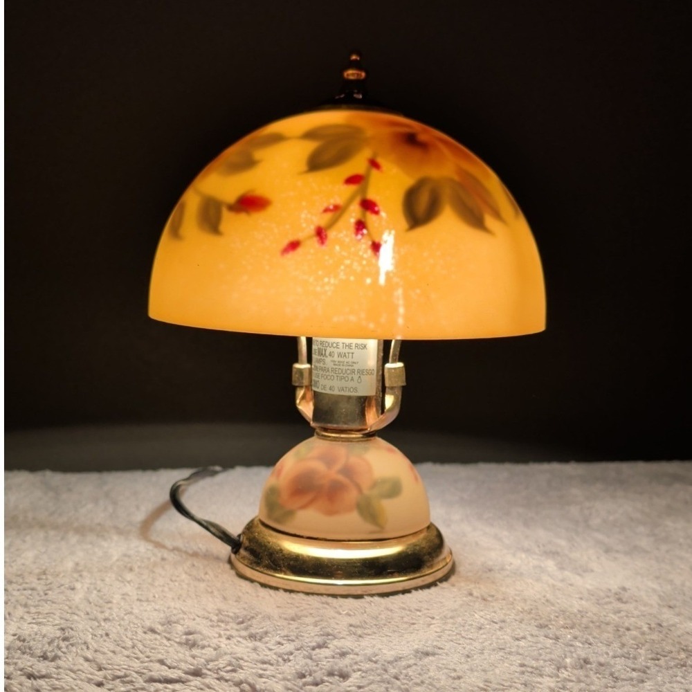 Reverse Painted Accent Table Lamp Floral Garden Touch Sensitive 4 Level 12" X 8" - Picture 8 of 9